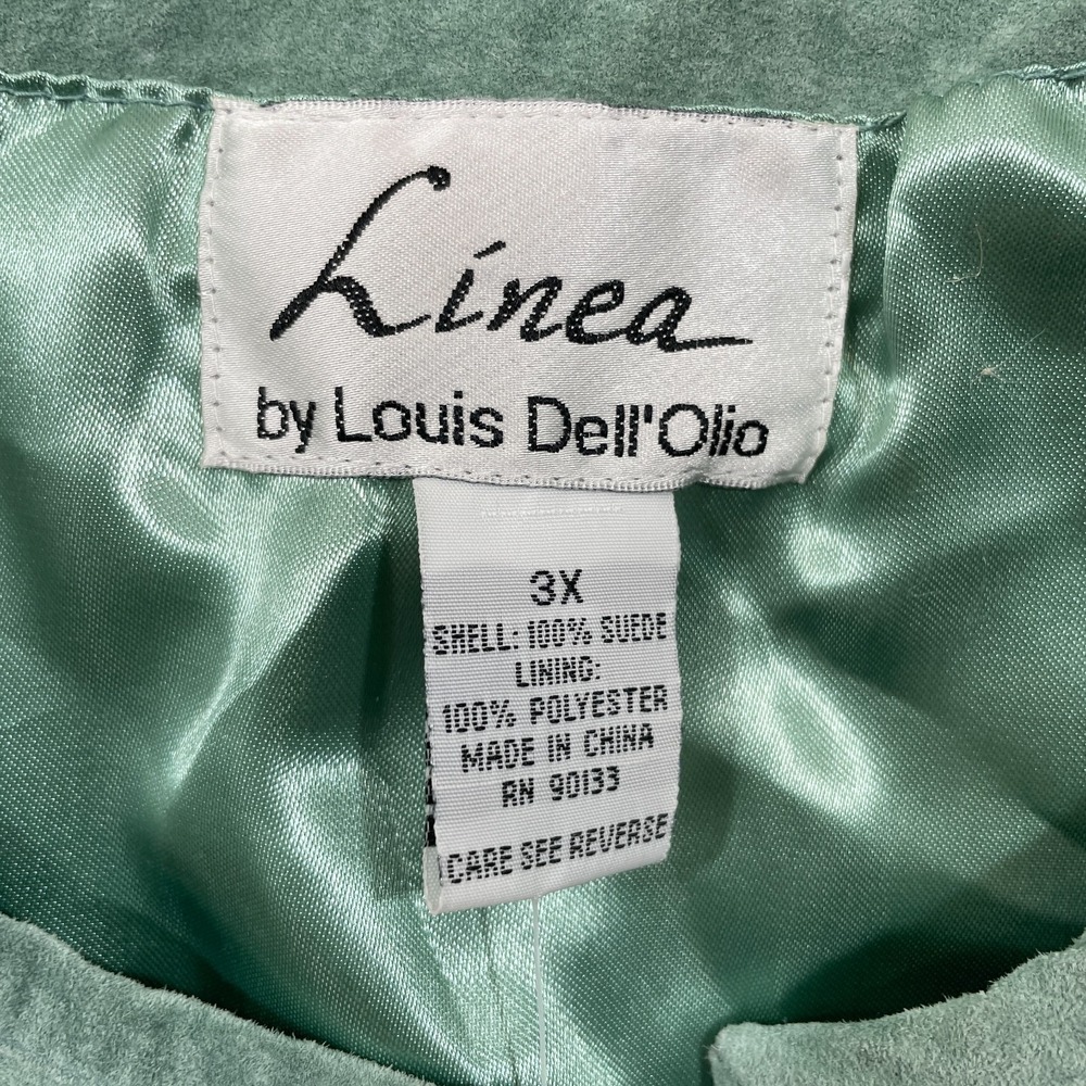 NWT Linea By Louis Dell'Olio Size 3X 100% Suede Jacket Laser Cut Sage Green NEW - Picture 4 of 10